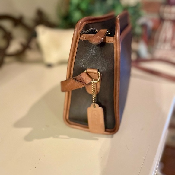 Coach Vintage Swagger Spectator Bag Purse Black Tabac Tan Piping Leather Classic - Picture 4 of 14